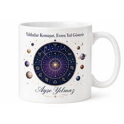 Astroloji Uzmanı Yıldız Haritası Gezegen Dizilimi Burç Yorumu Baskılı Kupa Bardak Hediye