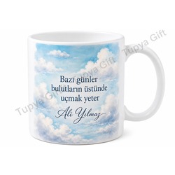 Bulut Temalı Baskılı Kupa Bardak Gökyüzü Desenli Hediye Kupa