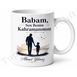 Dad You Are My Hero Yazılı Kupa Bardak Babalar Günü Hediyesi Baskılı Kupa