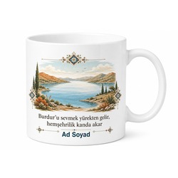 Burdurlu Hemşehriye Özel İsimli Baskılı Kupa Bardak Burdur Hediye