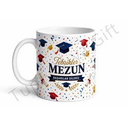 Mezuniyete Özel Tebrik Temalı Baskılı Seramik Kupa Bardak Hediye