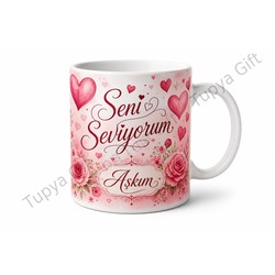 Sevgiliye Hediye İsme Özel Sublimation Baskılı Kupa Bardak Sevgili Hediyesi
