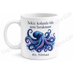Ahtapot Temalı Baskılı Kupa Bardak Hediye Deniz Severlere Özel Tasarım