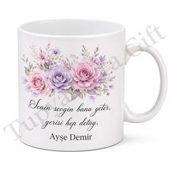 Anne İçin Kişiye Özel İsimli Baskılı Kupa Bardak Anneler Günü Hediyesi