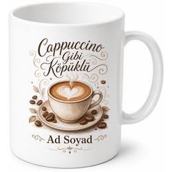 Cappuccino Gibi Köpüklü Yazılı Baskılı Kupa Bardak Kahve Hediye