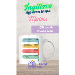 İngilizce Öğreten Çift Taraflı Kupa - Modals Konusunu Eğitici ve Pratik Tasarımla Öğrenin