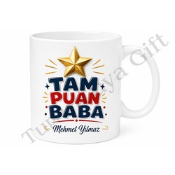 Tam Puan Baba Yazılı Eğlenceli Kupa Bardak Babalar Günü Hediyesi