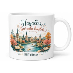 Eskişehir Öğrenci Şehri Temalı Baskılı Kupa Bardak Hediye Porselen Mug