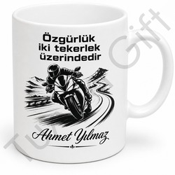 Motorcuya Hediye İsme Özel Baskılı Kupa Bardak Motosiklet Severler İçin
