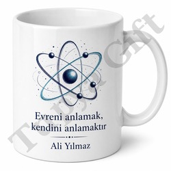 Atom Temalı Bilim Sever Hediyesi Baskılı Kupa Bardak Bilim İnsanı Hediye