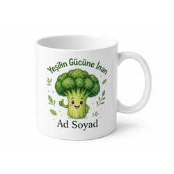 Brokoli Temalı Baskılı Kupa Bardak - Sağlıklı Yaşam Hediye Porselen Mug