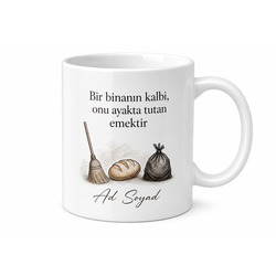 Apartman Görevlisi Kapıcı Sabah Çöpü Alan Ekmek Dağıtan Emek Kupa Bardak Hediye