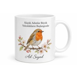 Robin Temalı Özel Tasarım Baskılı Kupa Bardak Hediye Porselen Mug