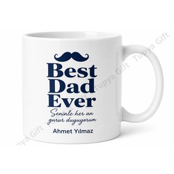 Best Dad Ever Yazılı İngilizce Kupa Bardak Babalar Günü Hediyesi Baskılı
