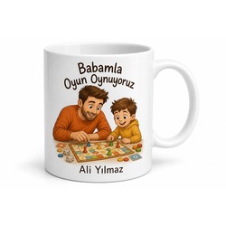 Babamla Oyun Oynuyoruz Yazılı Kupa Bardak Babalar Günü Hediyesi