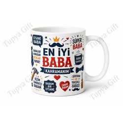 Babaya Komik Yazılı Kupa Bardak Hediye Babalar Günü Baskılı Porselen Mug