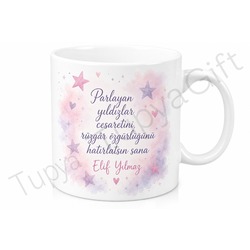 Kız Çocuğuna Hediye İsimli Baskılı Kupa Bardak Özel Tasarım Porselen