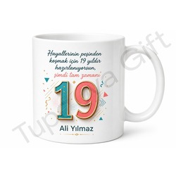 19 Yaş Doğum Günü Hediyesi Kupa Bardak Gençlik Temalı Kahve Kupası Hediye