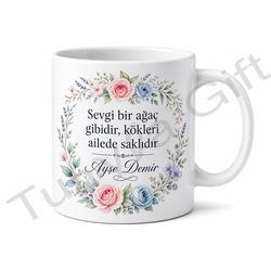 Hala İçin Özel Tasarım Seramik Baskılı Kupa Bardak Aile Hediyesi