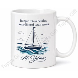 Yelkenci Hediyesi Kişiye Özel Baskılı Kupa Bardak Yelken Severler İçin