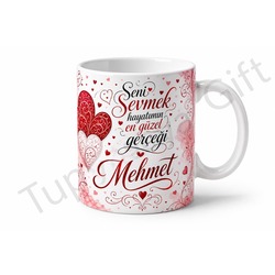 Erkek Sevgiliye Hediye Baskılı Kupa Bardak İsimli Kişiye Özel Porselen Mug