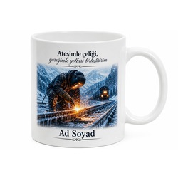 Demiryolu Ray Kaynakçısı Donan Rayları Ateşle Birleştiren Kupa Bardak Hediye