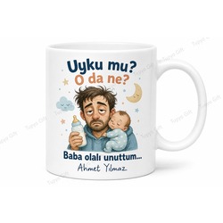 Uyumayan Baba Yazılı Komik Kupa Bardak Babalar Günü Hediyesi Özel Tasarım