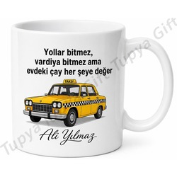 Taksi Baba Yazılı Esprili Tasarım Kupa Bardak Babalar Günü Hediye
