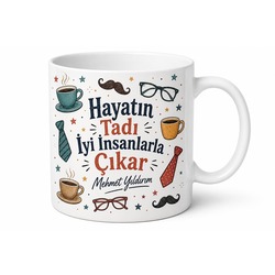Amca İçin Esprili Baskılı Kupa Bardak Karışık Desenli Özel Tasarım Hediye