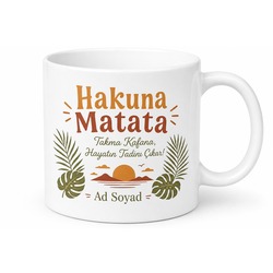Hakuna Matata Sorun Yok Temalı Baskılı Porselen Kupa Bardak Hediye