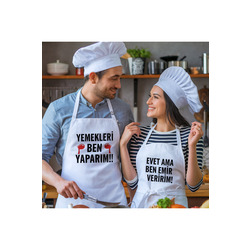 Aşkta ve Mutfağın Kral ve Kraliçesi İçin Özel Tasarım Mutfak Önlükleri