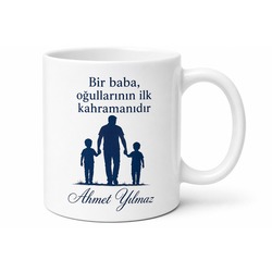 Baba ve Oğulları Yazılı Özel Tasarım Kupa Bardak Babalar Günü Hediye