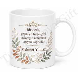 Dede İçin Mesajlı Hediyelik Baskılı Kupa Bardak Anlamlı Hediye Porselen