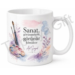 Güzel Sanatlar Öğrencisine Hediye Özel Tasarım Baskılı Porselen Kupa Bardak
