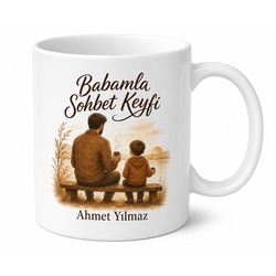 Babamla Sohbet Keyfi Yazılı Kupa Bardak Babalar Günü Hediyesi