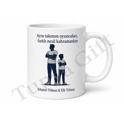 Baba Oğul Kombini Kişiye Özel Baskılı Kupa Bardak Seti Hediye