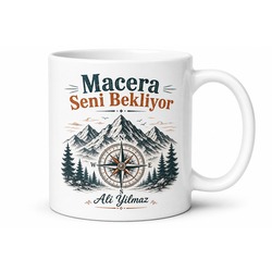 Yazılı Macera Bekliyor Baskılı Porselen Kupa Bardak Hediye