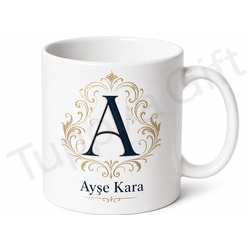 Monogram Baskılı Kişiye Özel Kupa Bardak İsimli Harfli Hediye