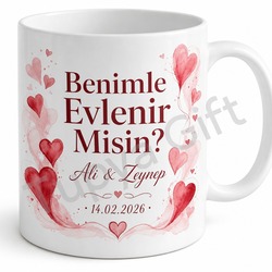Benimle Evlenir Misin Yazılı Sürpriz Kupa Bardak Baskılı Evlilik Teklifi Hediye