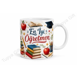 En İyi Öğretmene Hediye Kişiye Özel Yazılı Kupa Bardak Öğretmenler Günü Hediyesi
