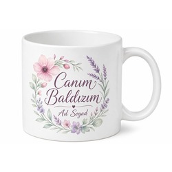Canım Baldızım Yazılı Çiçek Desenli Esprili Çay Kupası Hediye Kupa Bardak