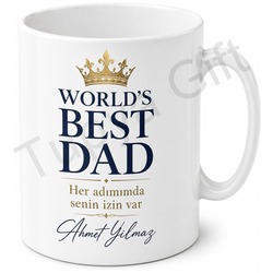 Worlds Best Dad Yazılı İngilizce Kupa Bardak Babalar Günü Hediyesi