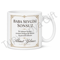 Baba Sevgisi Sonsuz Yazılı Kupa Bardak Babalar Günü Özel Hediye
