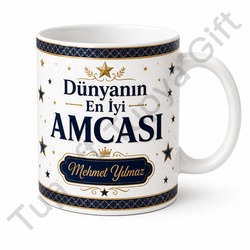 Amcaya Hediye İsme Özel Baskılı Kupa Bardak Amca Hediyesi Özel Tasarım