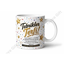 Terfi Hediyesi Kişiye Özel Kutlama Temalı Baskılı Kupa Bardak Hediye