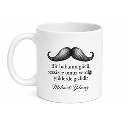 Bıyıklı Baba Tasarımlı Kupa Bardak Babalar Günü Hediyesi Özel Baskılı