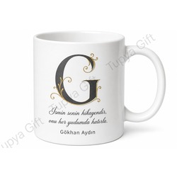 G Harfi Baskılı Kişiye Özel Kupa Bardak İsimli Harf Hediye
