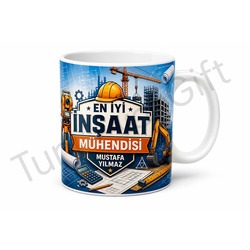 İnşaat Mühendisine Hediye İsme Özel Kupa Bardak Mühendis Hediyesi