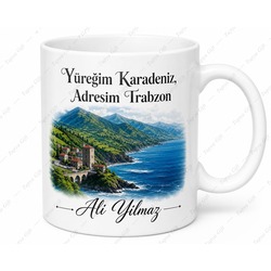 Trabzon Temalı Baskılı Kupa Bardak Hediye Trabzonlu Özel Tasarım Mug