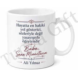 Baba Sana Minnettarım Yazılı Kupa Bardak Babalar Günü Özel Tasarım Hediye